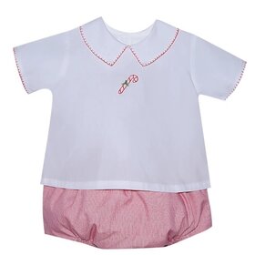 Remember Nguyen Red Check Boy Candy Cane Diaper Set
