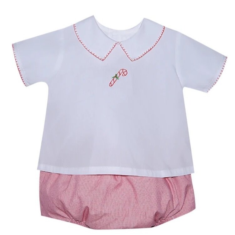 Remember Nguyen Red Check Boy Candy Cane Diaper Set