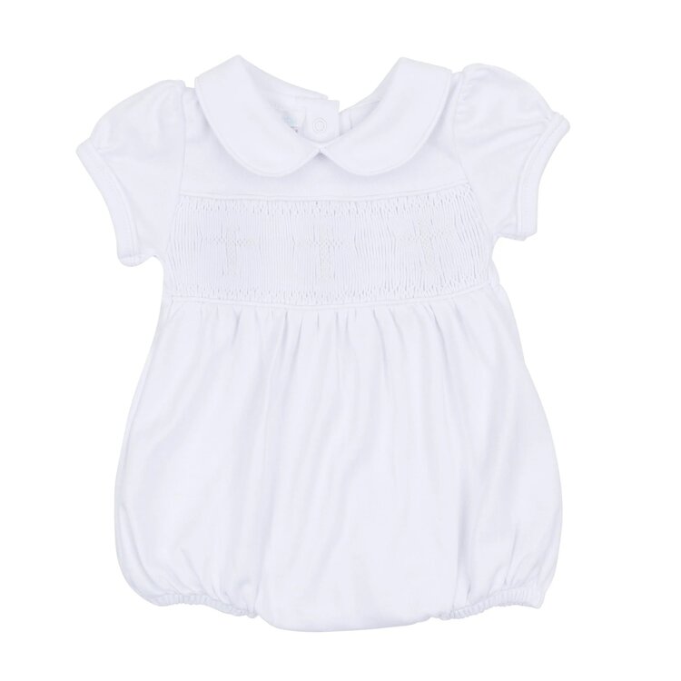 Magnolia Baby White Forever Blessed Smocked Bubble