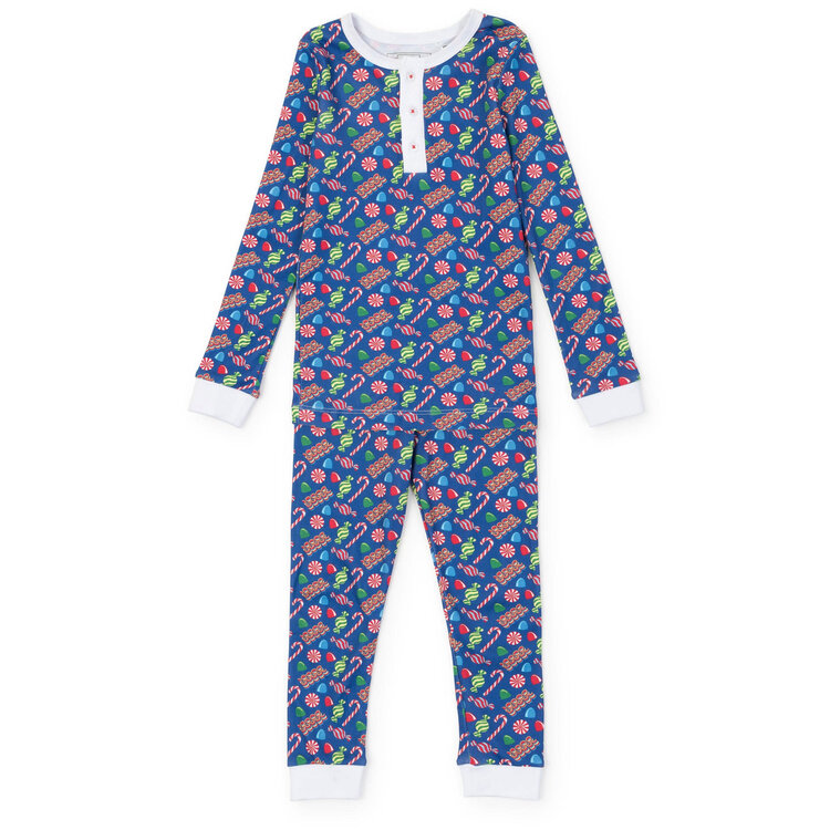 Lila + Hayes Blue Christmas Candy Jack PJ Set