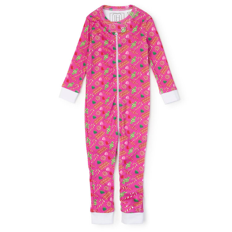 Lila + Hayes Pink Christmas Candy Parker Zip PJs