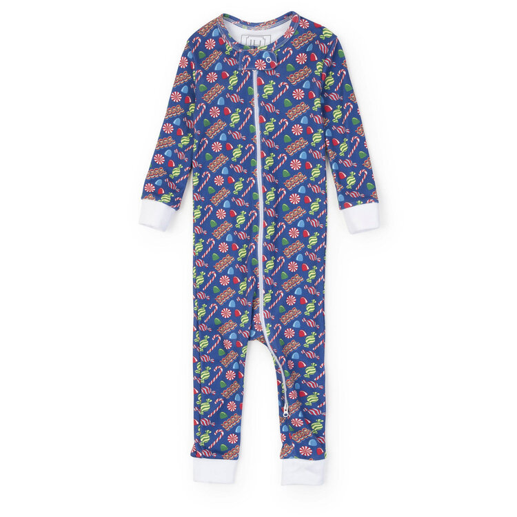 Lila + Hayes Blue Christmas Candy Parker Zip PJs