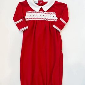 Magnolia Baby Miles Red Smocked Gown