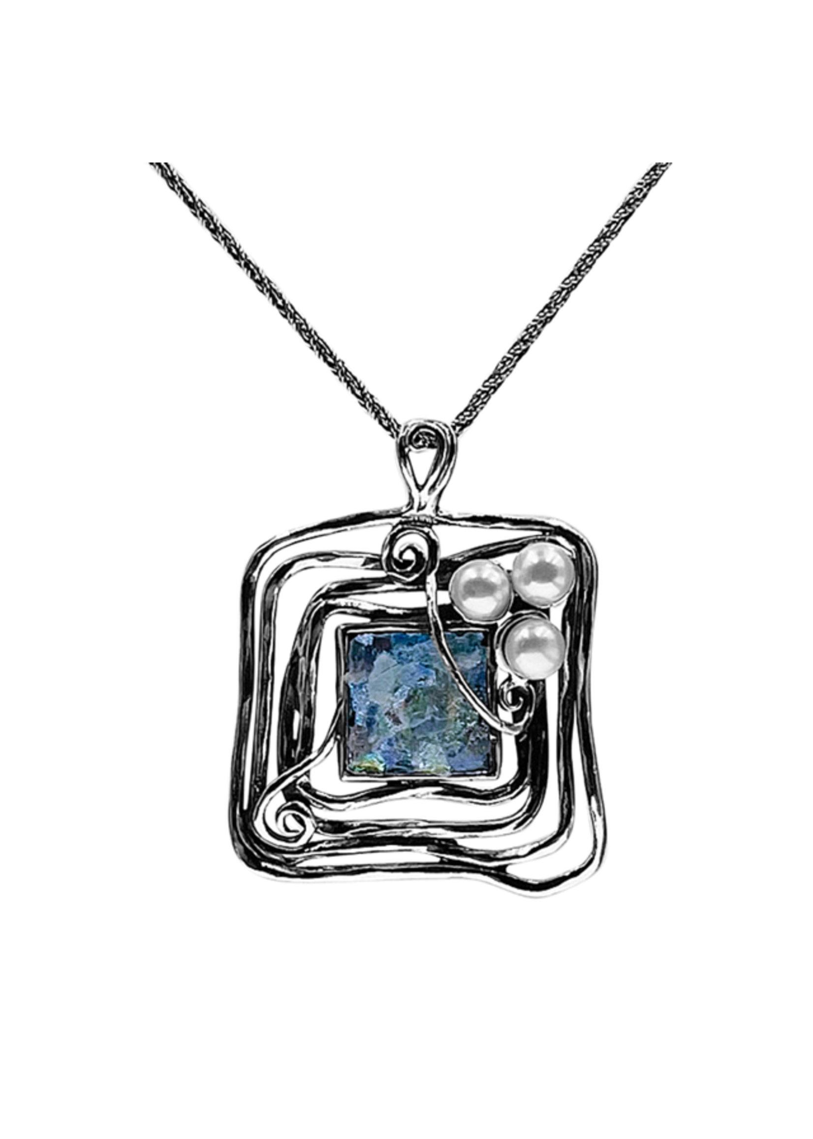 EAST WIND SILVER CO Roman Glass Sterling Necklace