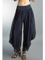 Tempo Paris Navy Silk Pants