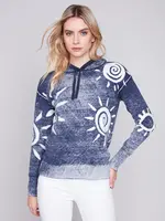 Charlie B Reverse Printed Hoodie Sweater - Navy