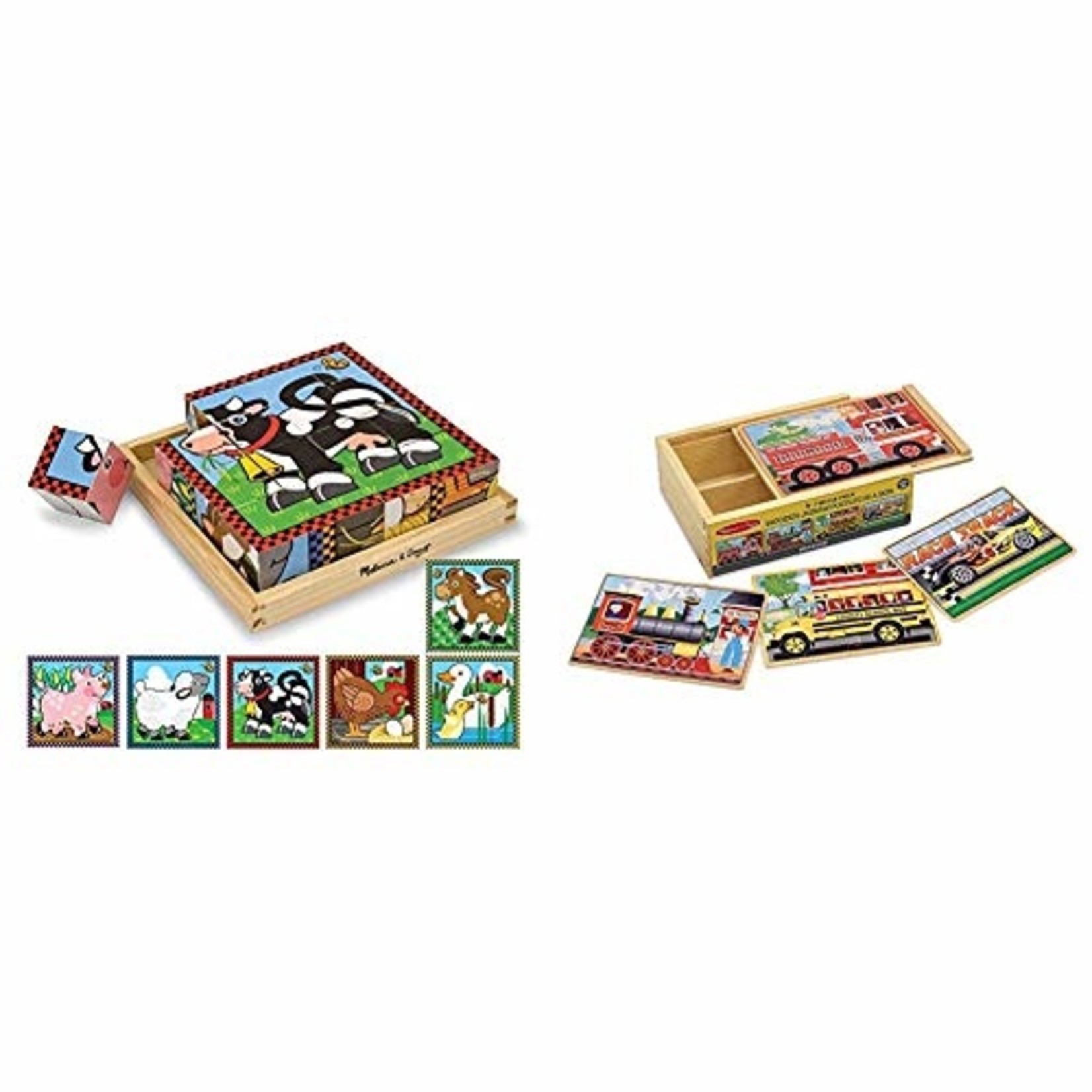Melissa & Doug Melissa & Doug Farm Wooden Cube Puzzle With Storage Tray - 6 Puzzles in 1 (16 pcs)