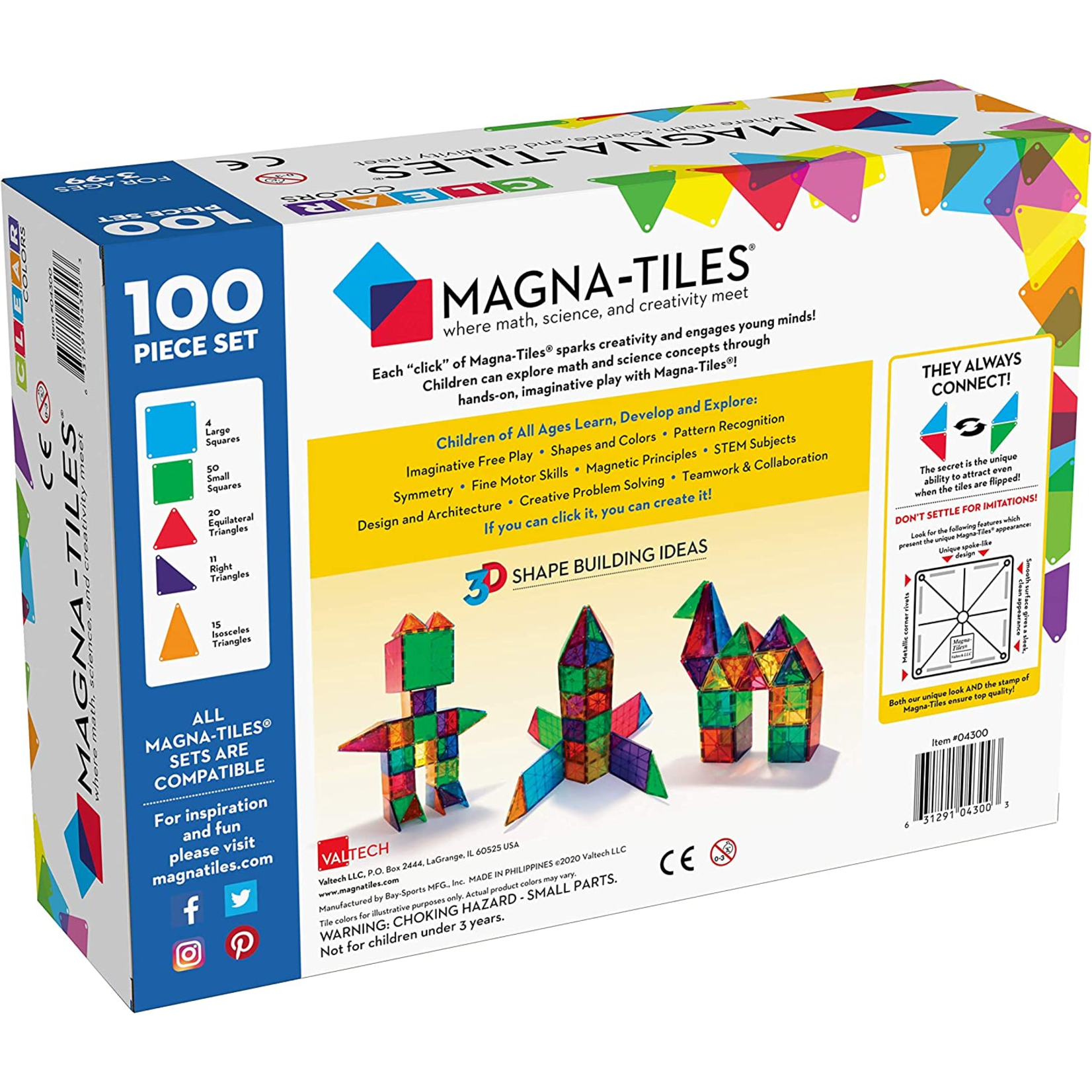 Magna-Tiles Clear Colors 100 pc.