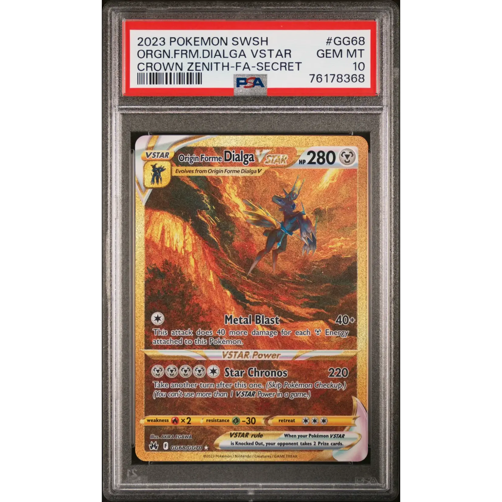 Pokemon 2023 Pokemon SWSH Crown Zenith Origin Forme Dialga VSTAR #GG68 PSA 10