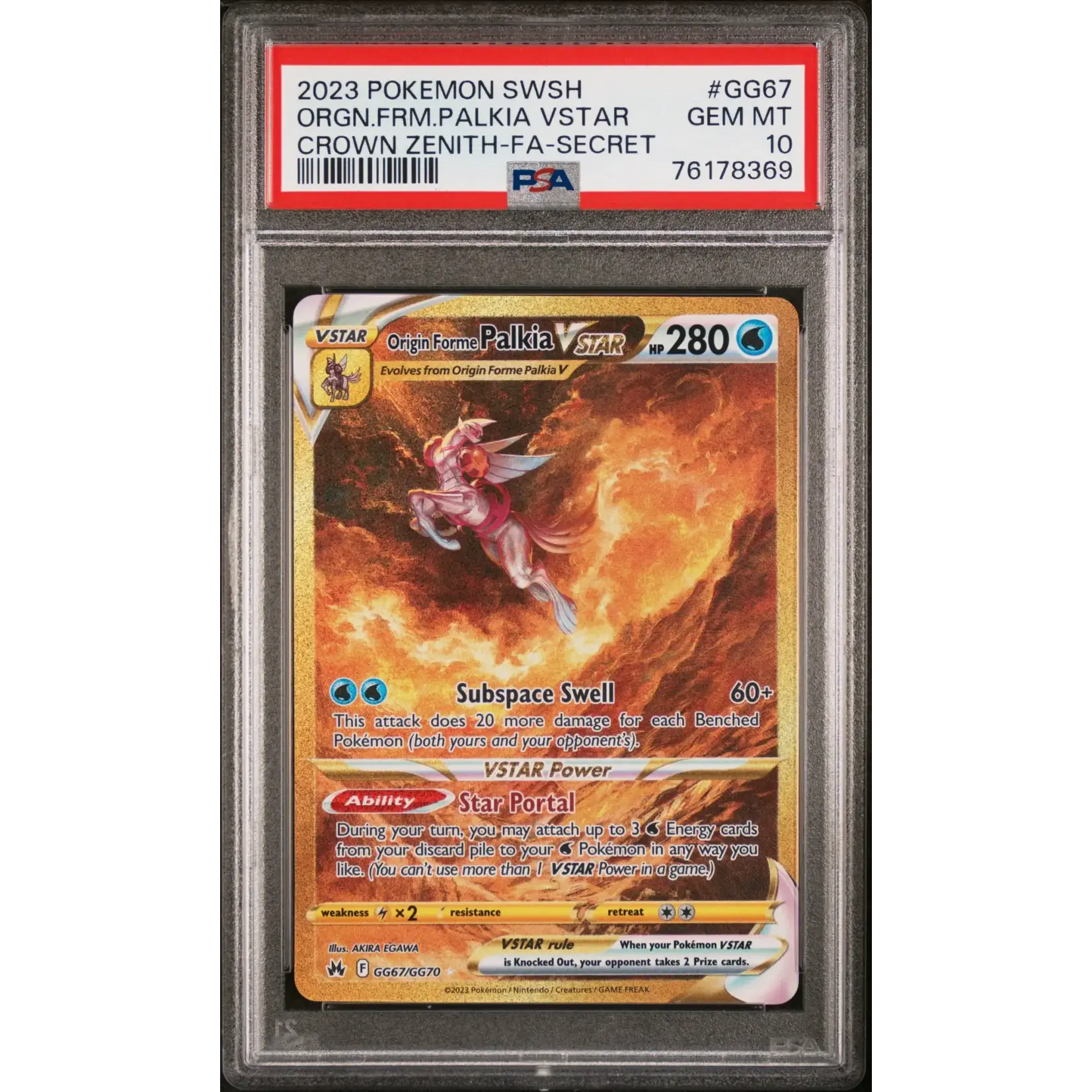 Pokemon 2023 Pokemon SWSH Crown Zenith Origin Forme Palkia VSTAR #GG67 PSA 10