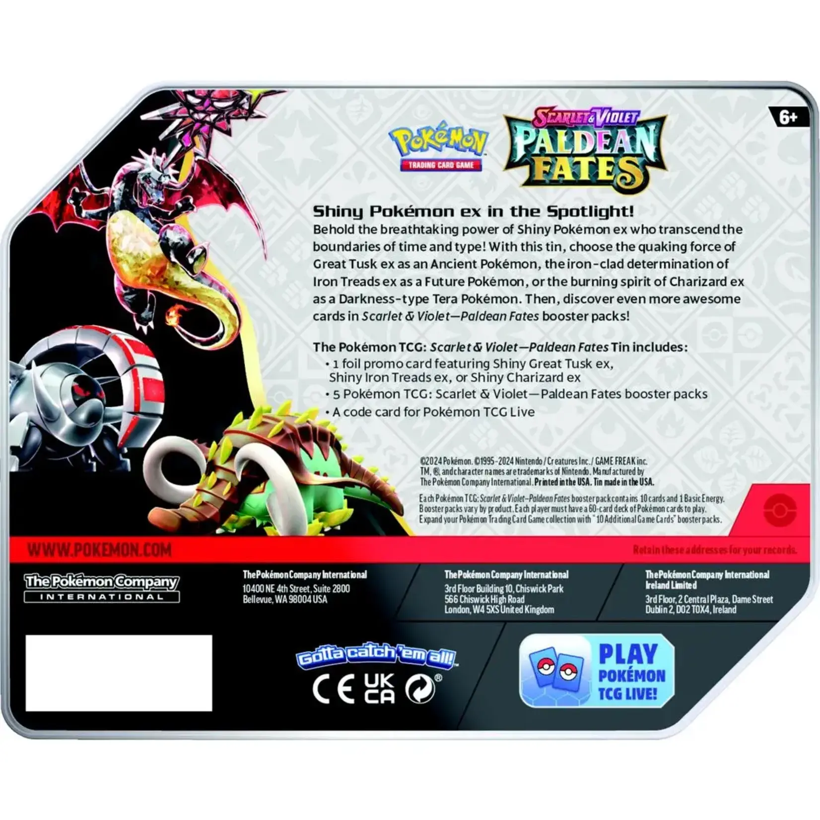 Pokemon Pokemon TCG: Scarlet & Violet Paldean Fates Tin