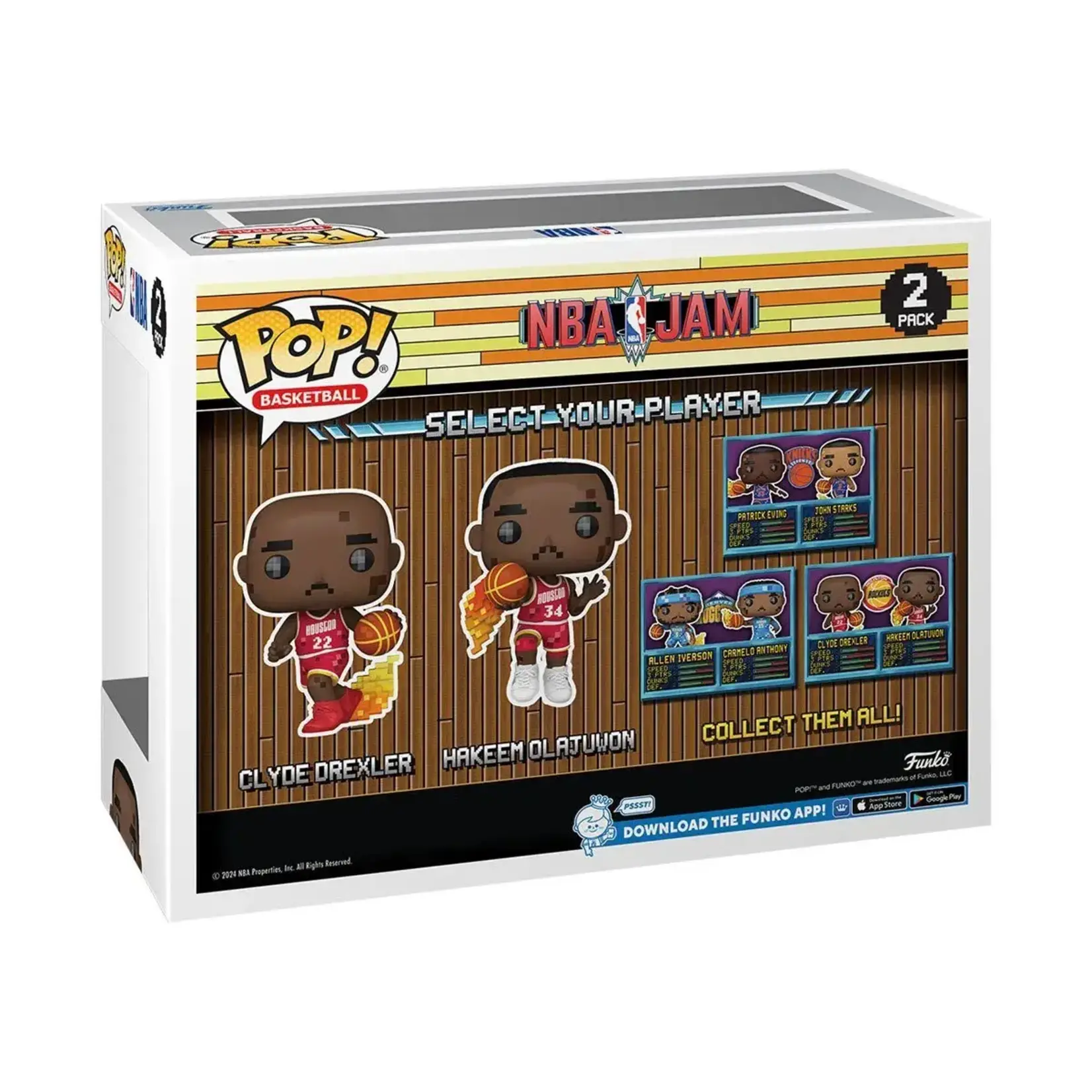 Funko Funko POP! Basketball: NBA JAM Houston Rockets Clyde Drexler and Hakeem Olajuwon 8-Bit 2-Pack