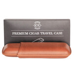 Case Elegance Klaro Two-Cigar Travel Case, Saddle Brown