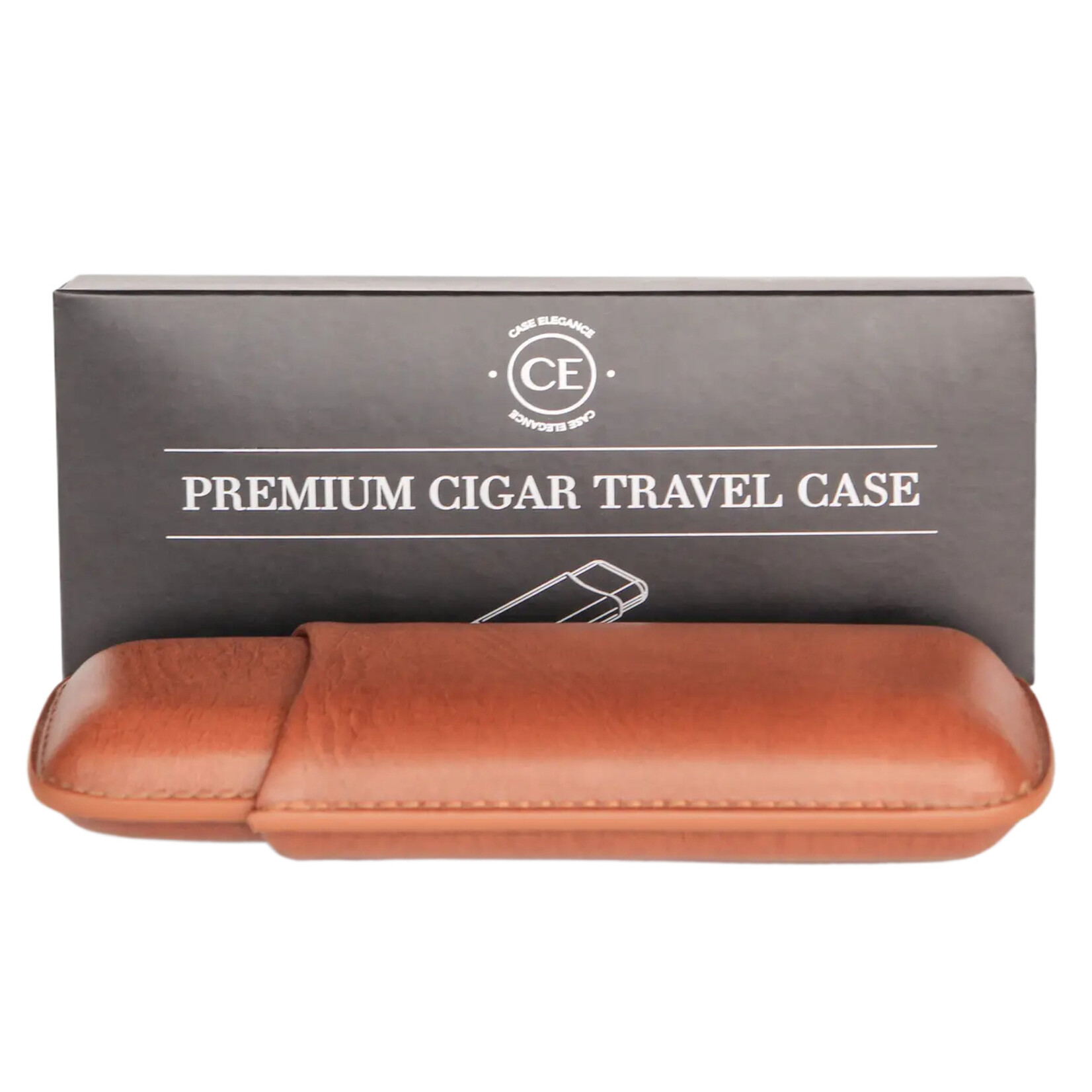 Case Elegance Klaro Two-Cigar Travel Case, Saddle Brown