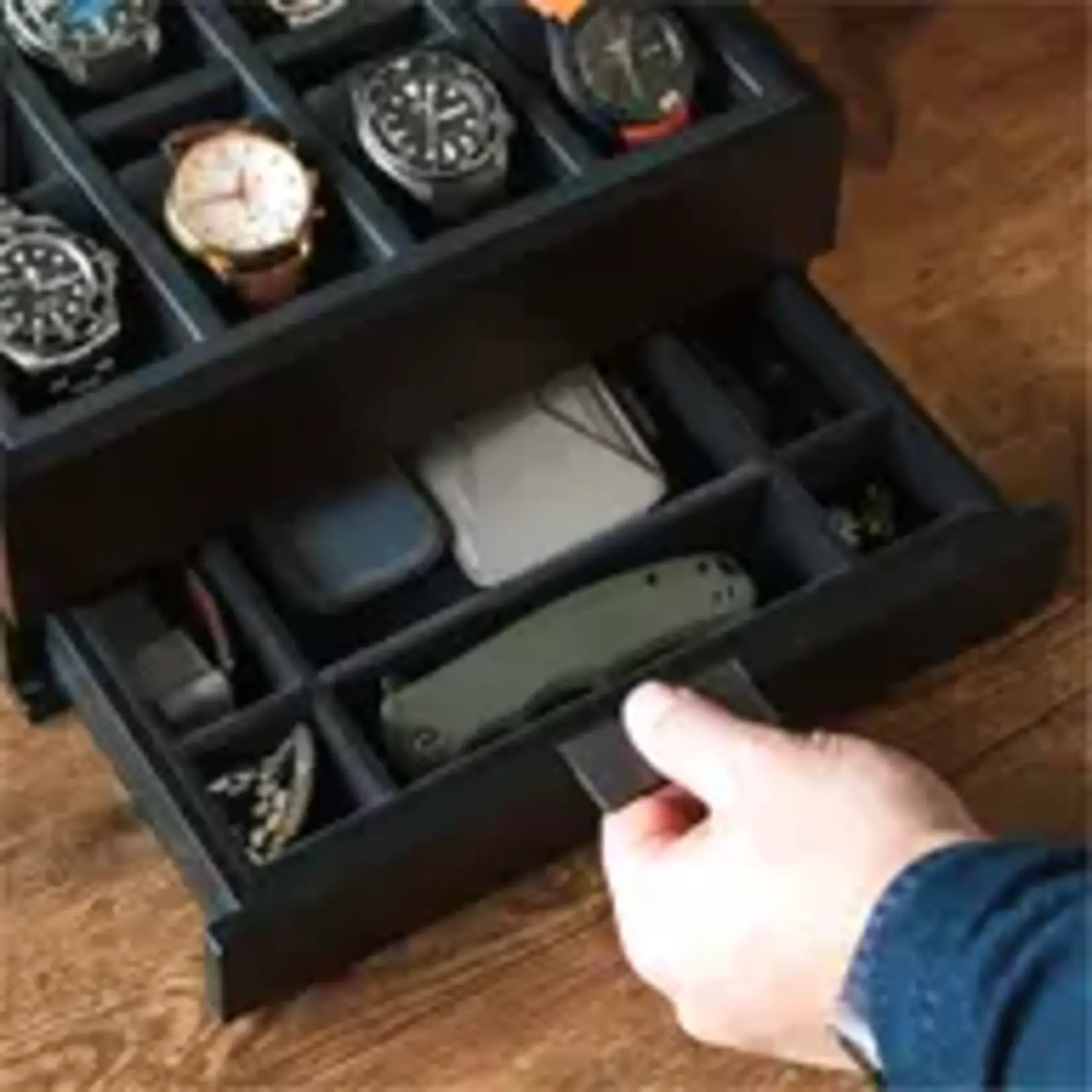 Case Elegance 8 Slot Mill Watch Box Black Finish