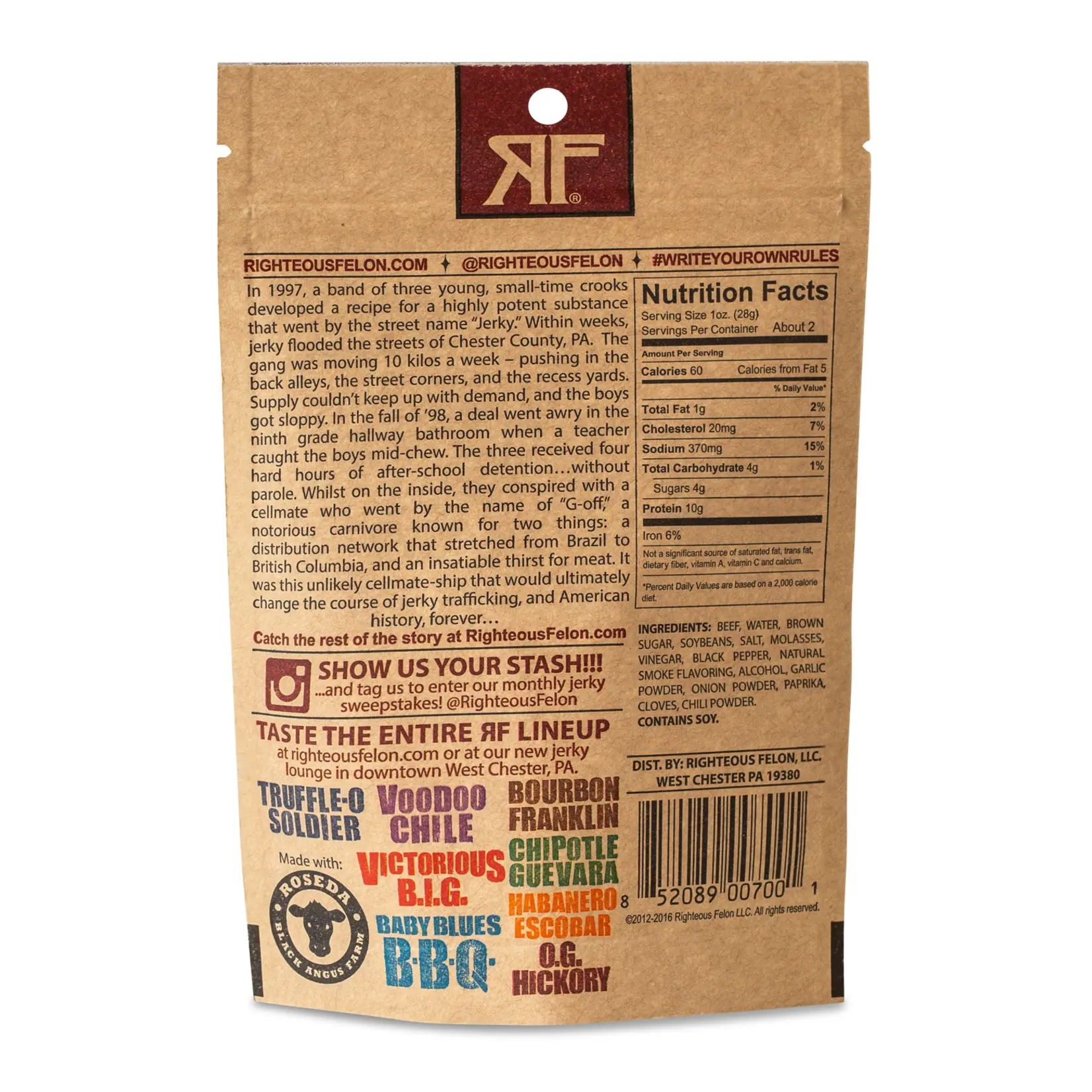 Righteous Felon Craft Jerky Beef Jerky