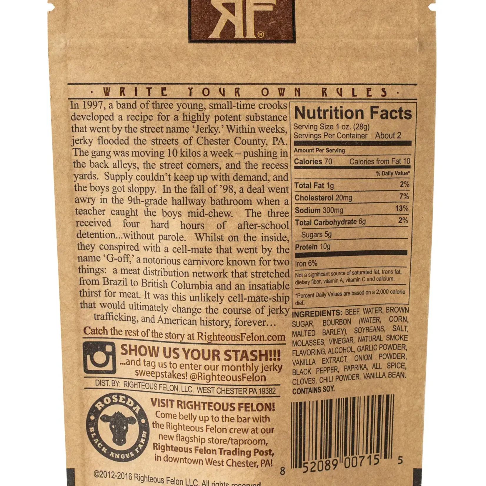 Righteous Felon Craft Jerky Beef Jerky