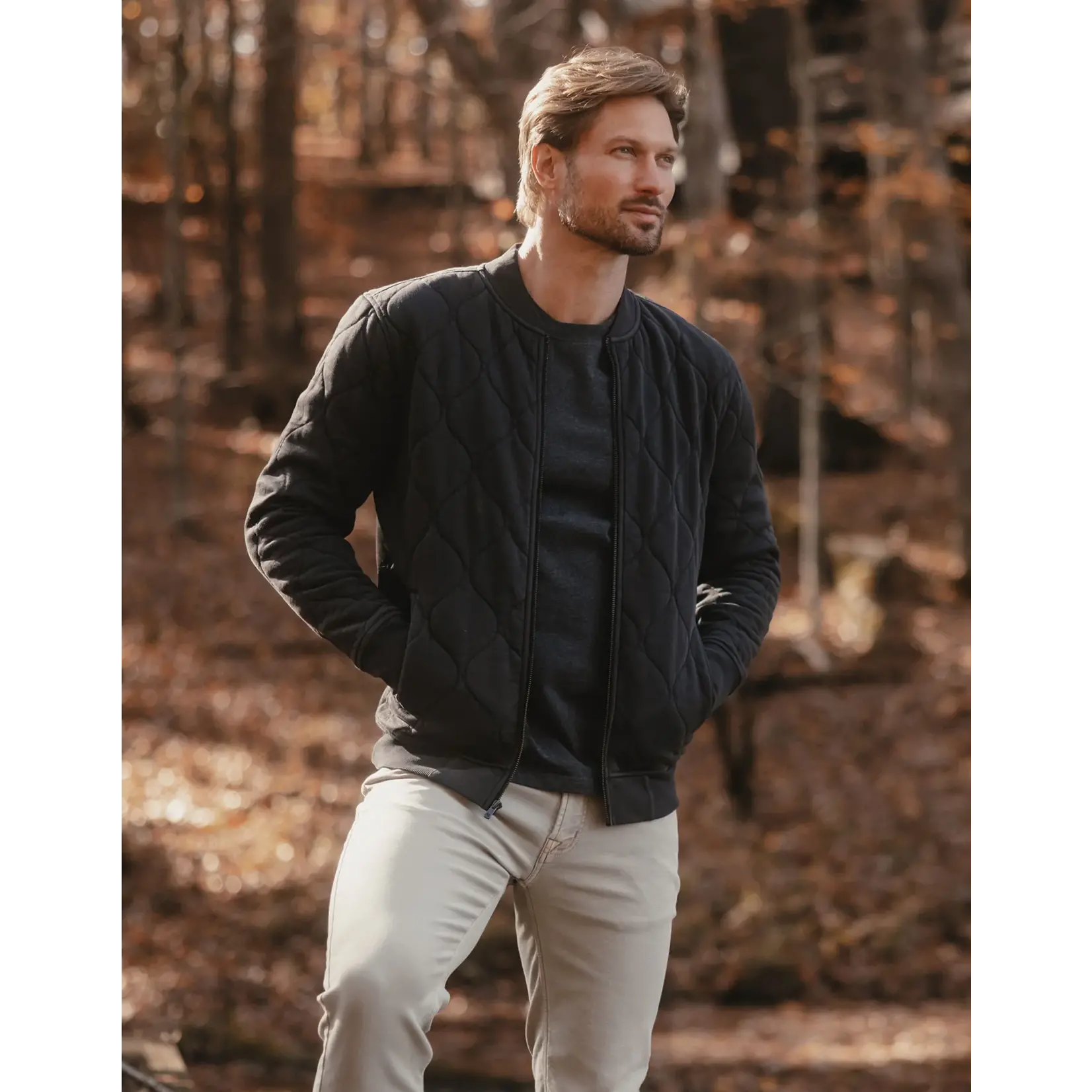 The Normal Brand QUILTED KNIT BOMBER