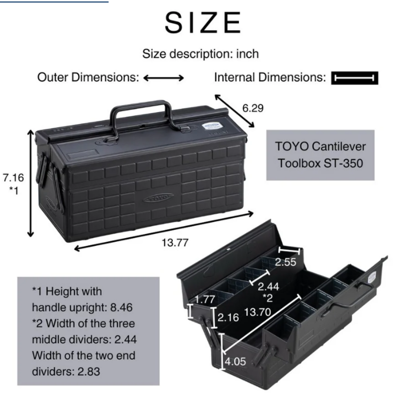 Toyo ST-350 Indigo Cantilever  Steel Toolbox