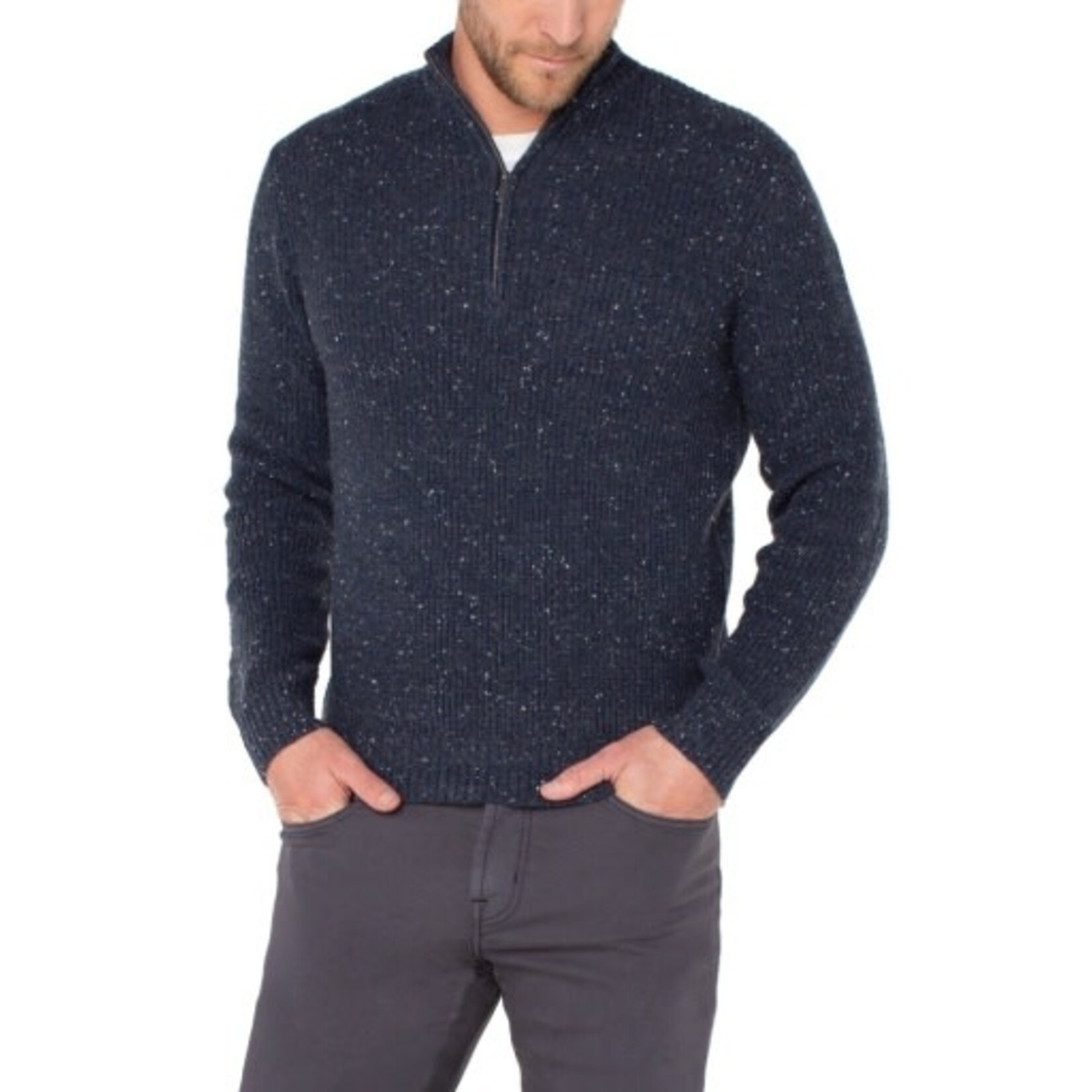 Liverpool Los Angeles men's donegal rib 1/4 zip sweater