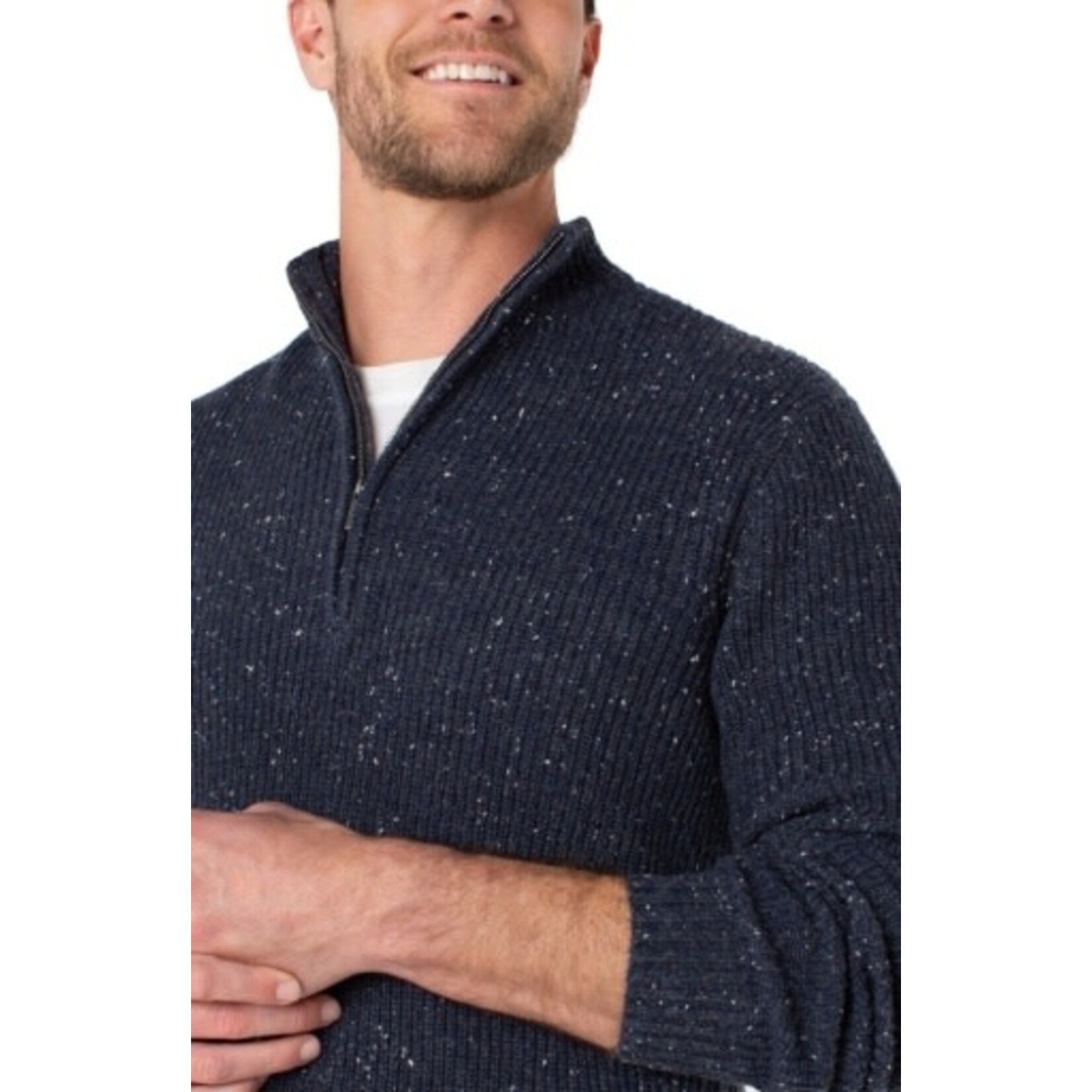 Liverpool Los Angeles men's donegal rib 1/4 zip sweater