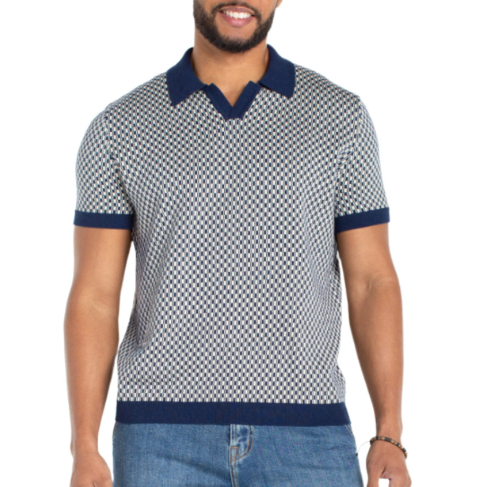 Liverpool Los Angeles Johnny Collar Short Sleeve Sweater S26