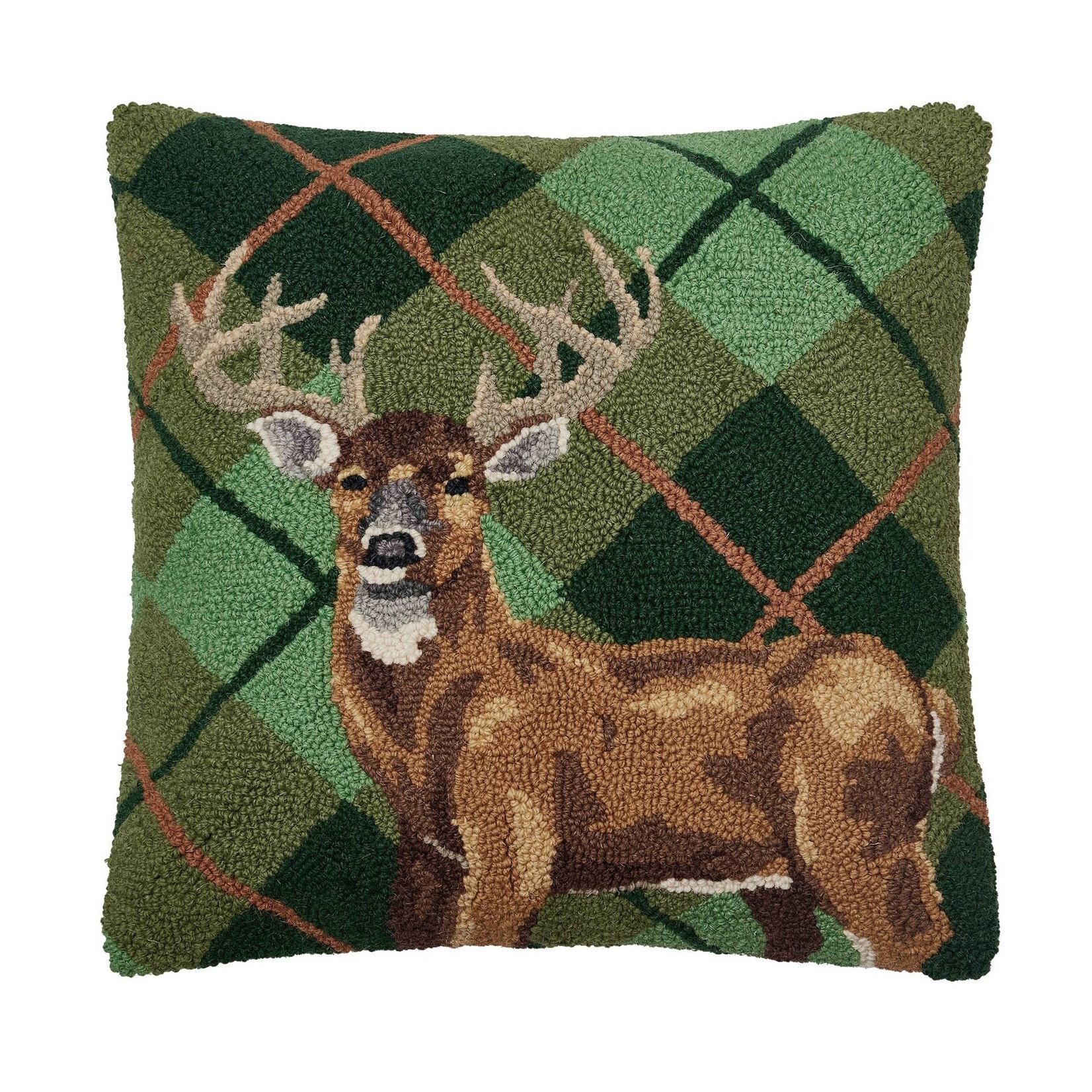 Peking Handicraft Deer Plaid Hook Pillow