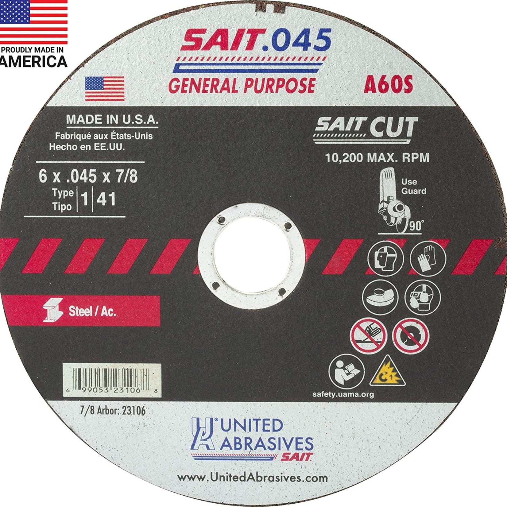 SAIT SAIT cut-off wheel 4.5" x .045" x 7/8 type 1