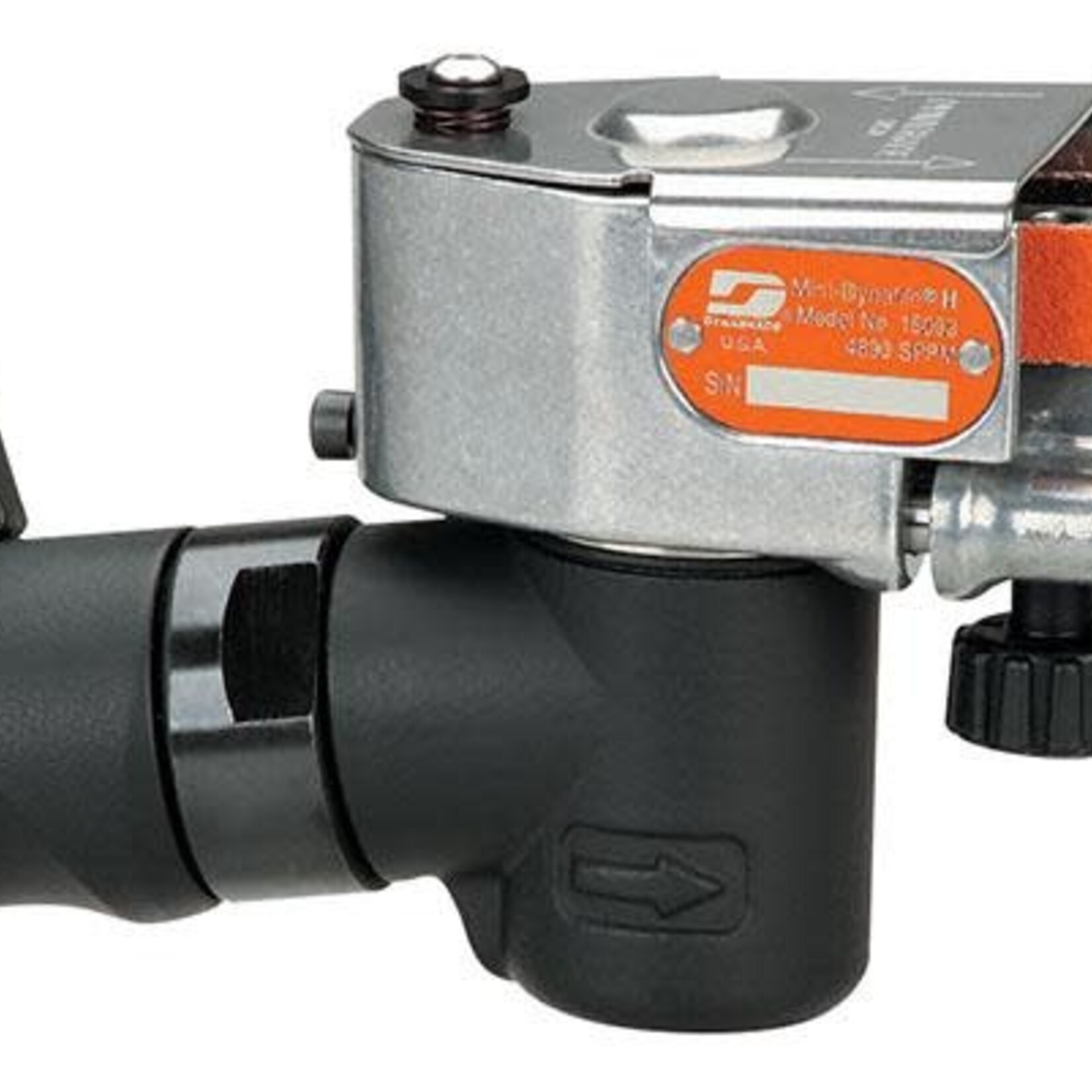 DYNABRADE DYNABRADE NitroFile Abrasive Belt Tool  .5 hp, 7 Degree Offset, 20,000 RPM, Gearless, Front Exhaust, 11203 Contact Arm