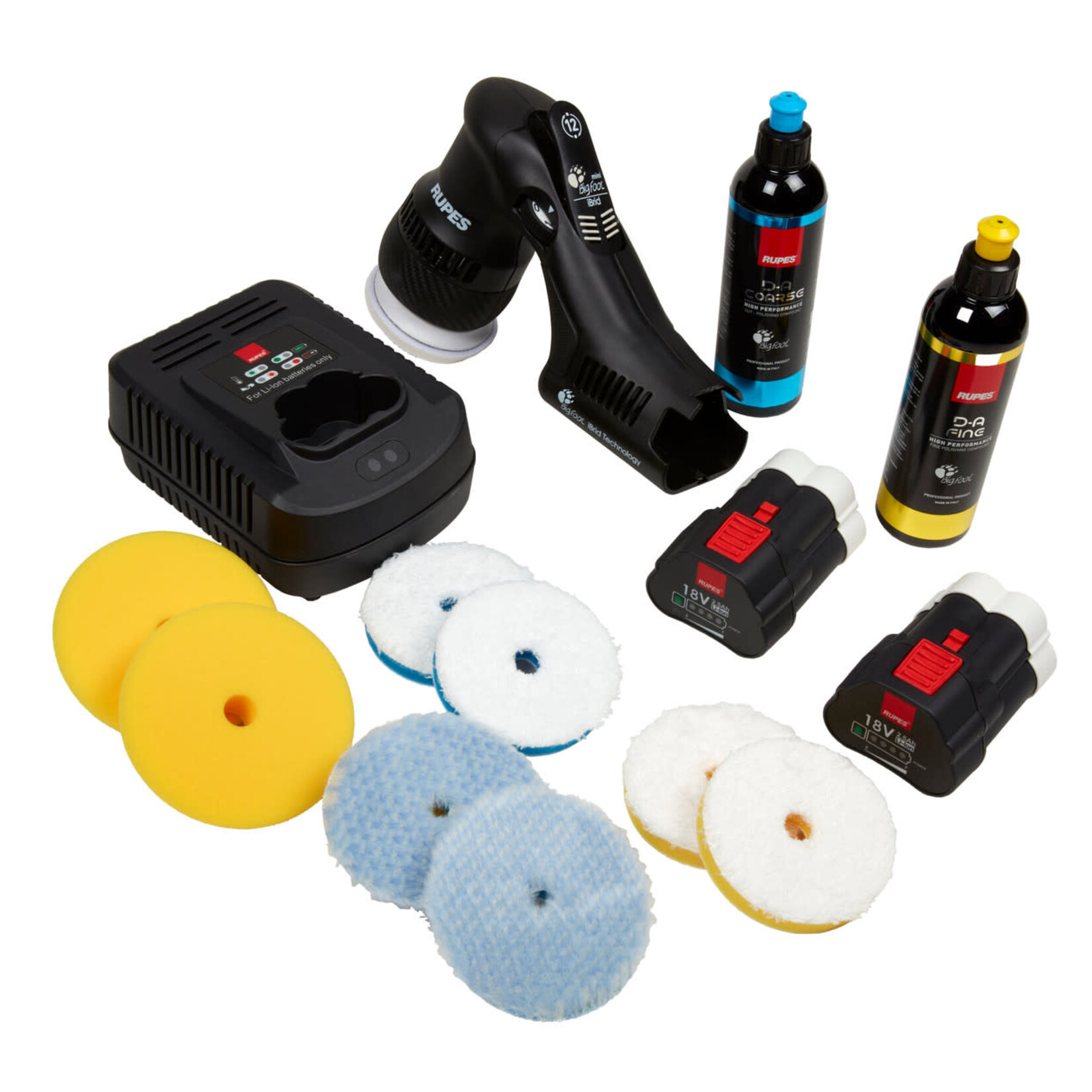 RUPES Rupes iBRID MINI polisher kit BETA 1-HLR75 1-Charger 2-Battery Pack- Consumable