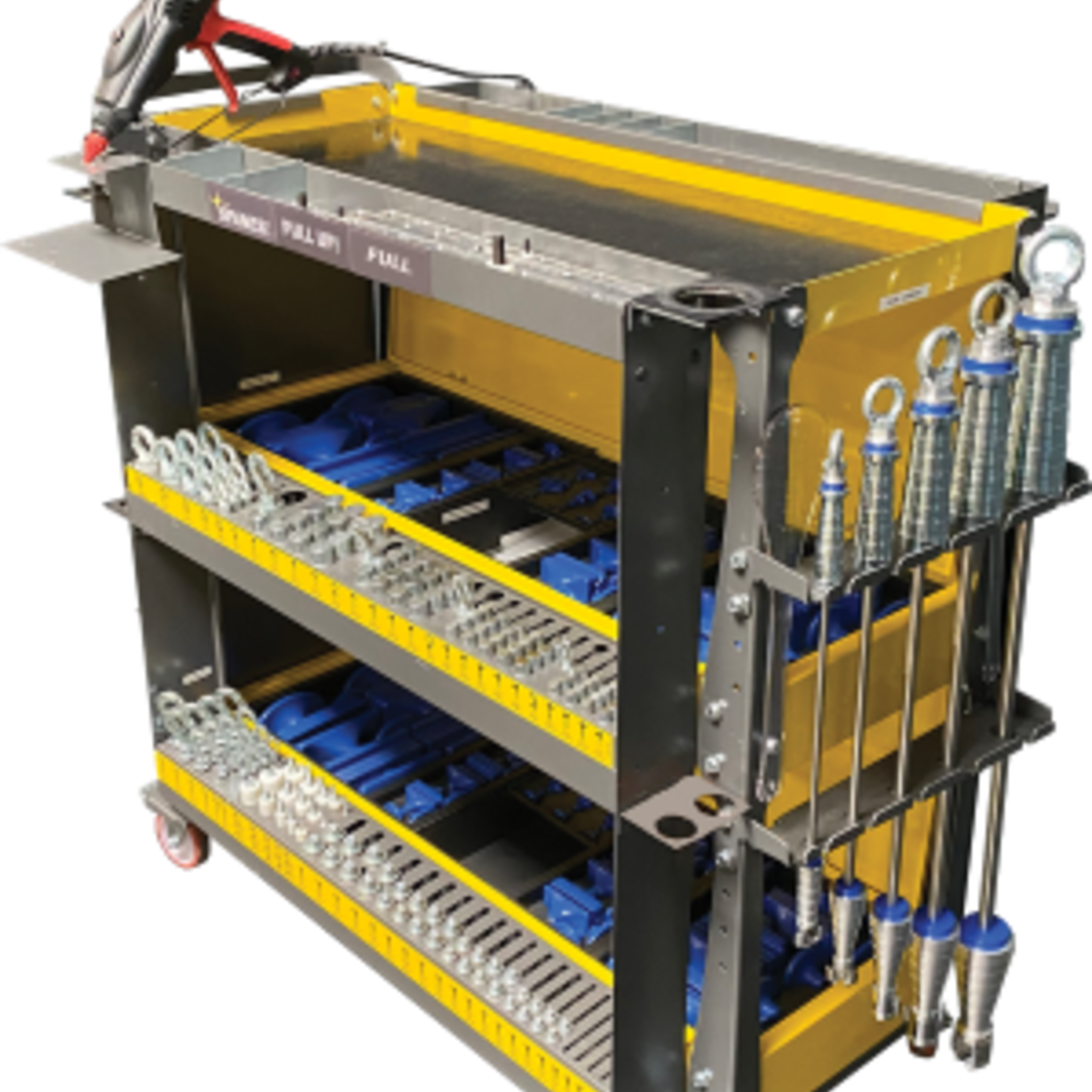 Spanesi Spanesi Pull up full version complete with: 5 extractors; -120 suction cups; - 64 threaded pins; - 8 double bars; - 4 triple bars; - trolley - 20 starter sticks of glue