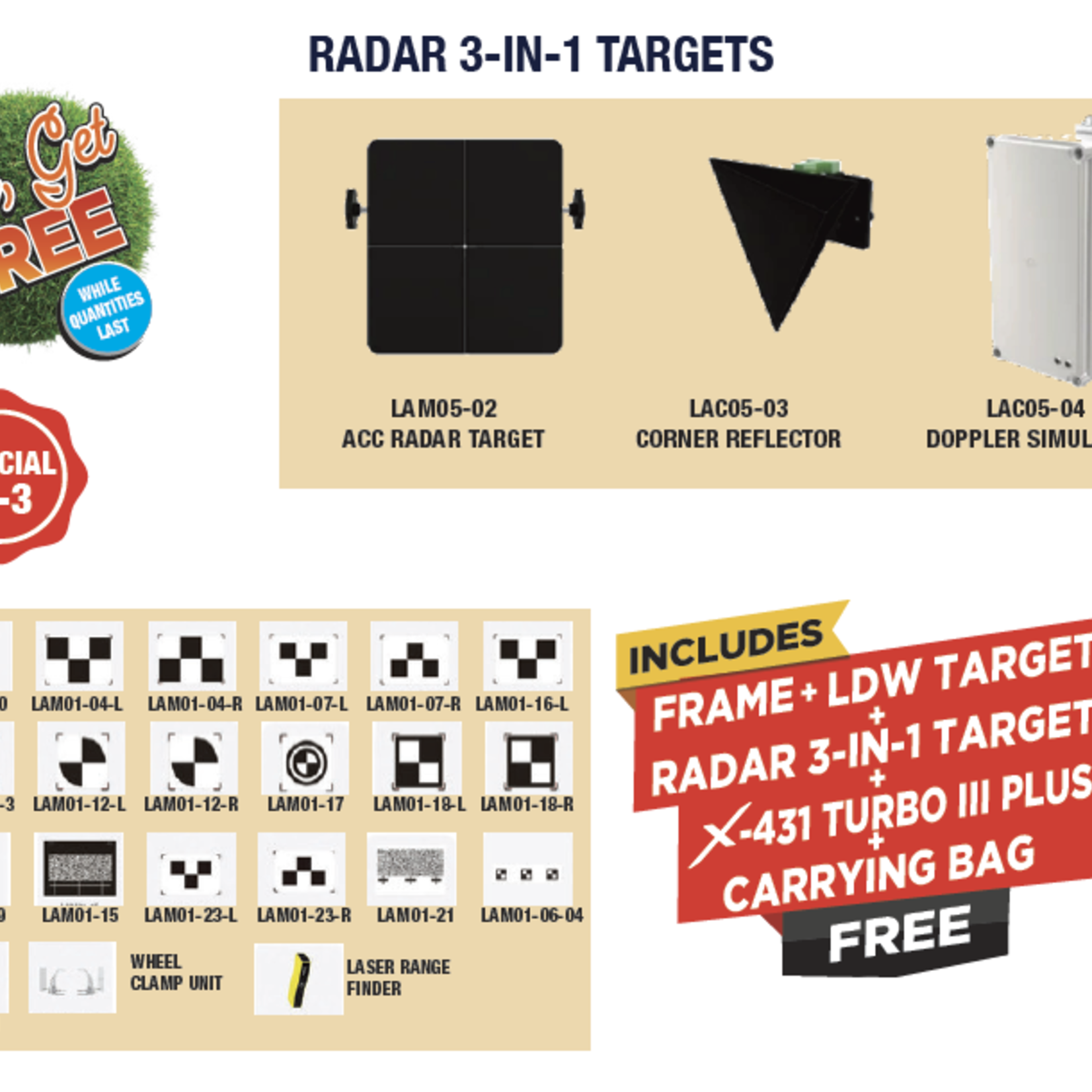 X-431 ADAS MOBILE  PLUS BODY COLLISION SPECIAL KIT (Frame + LDW Targets+Radar 3 in 1 + X-431 III Plus + Carring Bag)