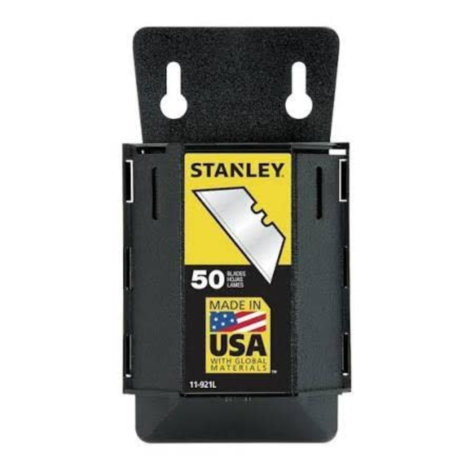 STANLEY TOOL 2.4" (62MM) LONG HEAVY-DUTY STEEL BLADES WITH DISPENSER FOR GENERAL-PURPOSE CUTTING (50 BLADES), COMPATIBLE WITH MOST STANDARD UTILITY KNIVES