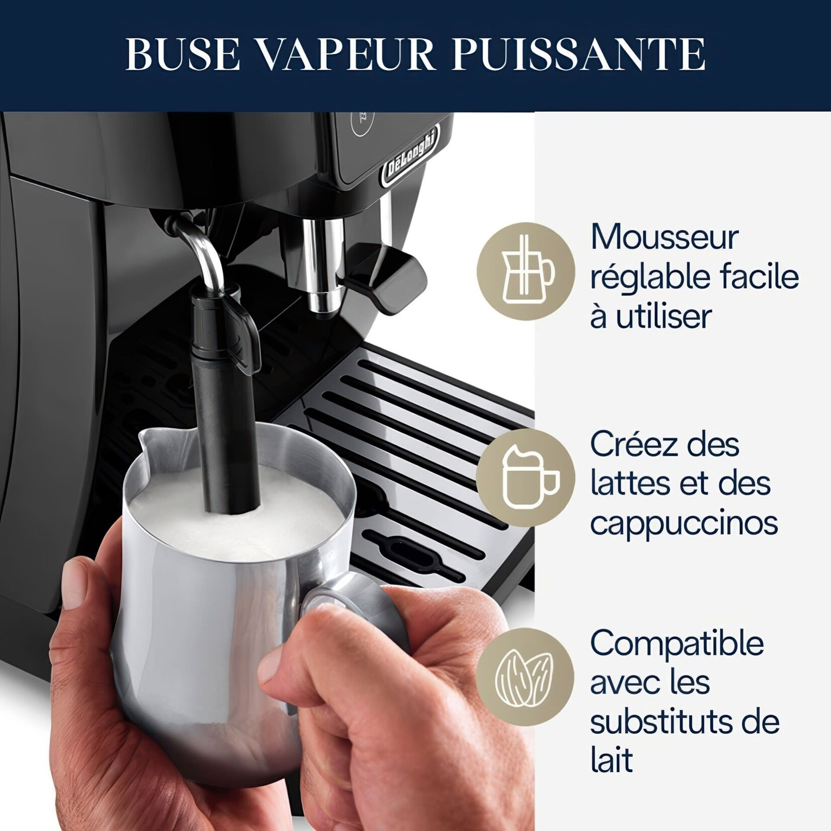 Machine à espresso Magnifica Start avec mousseur à lait manuel ECAM22022B