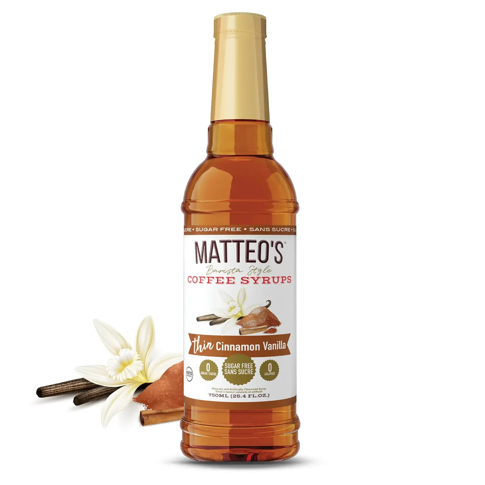 Matteo's Sirop à café sans sucre Matteo's cannelle vanille 750ml 500038