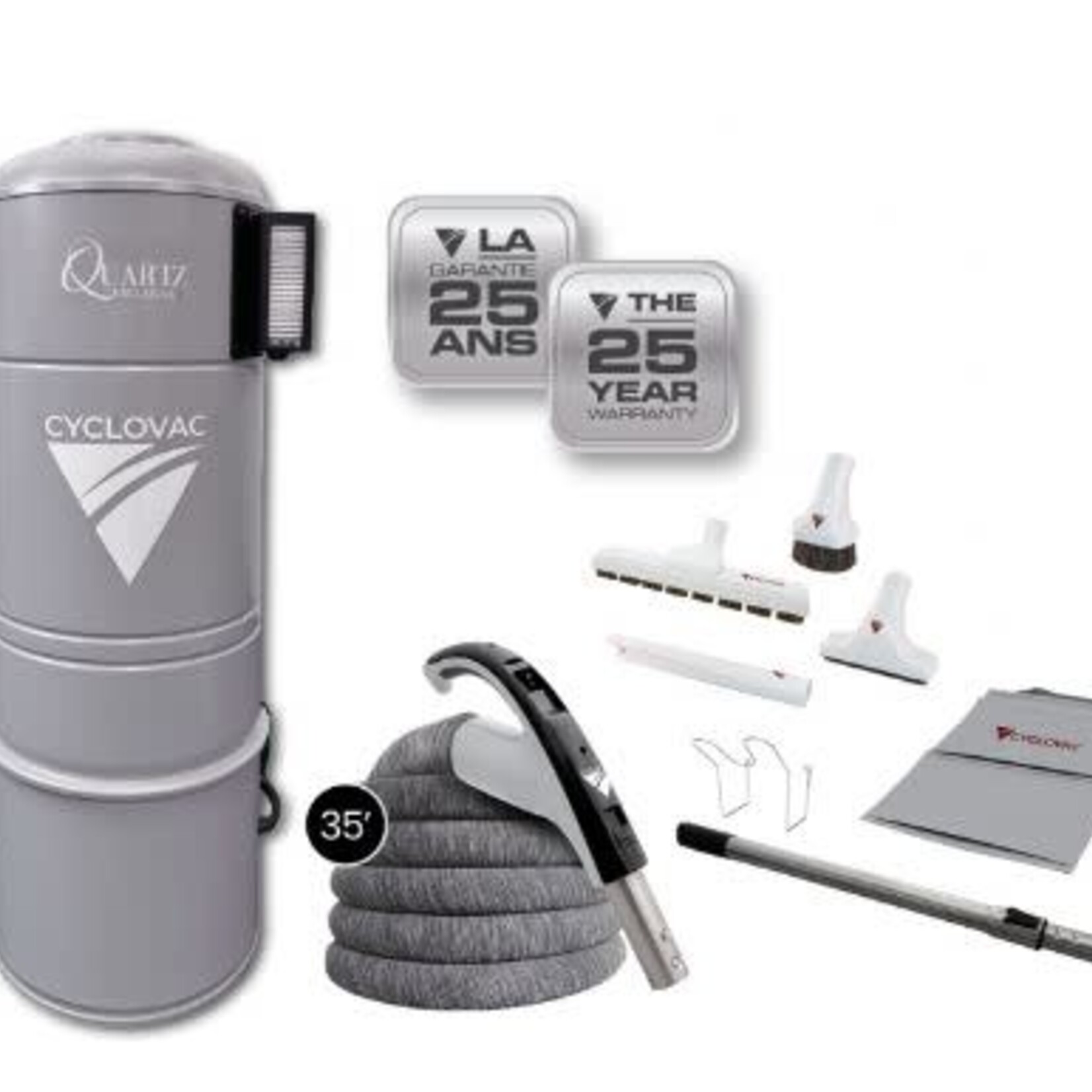 Cyclovac Aspirateur Cyclovac central Quartz Exclusive Hybride avec ensemble d'accessoires. VCYQUARTZGA2