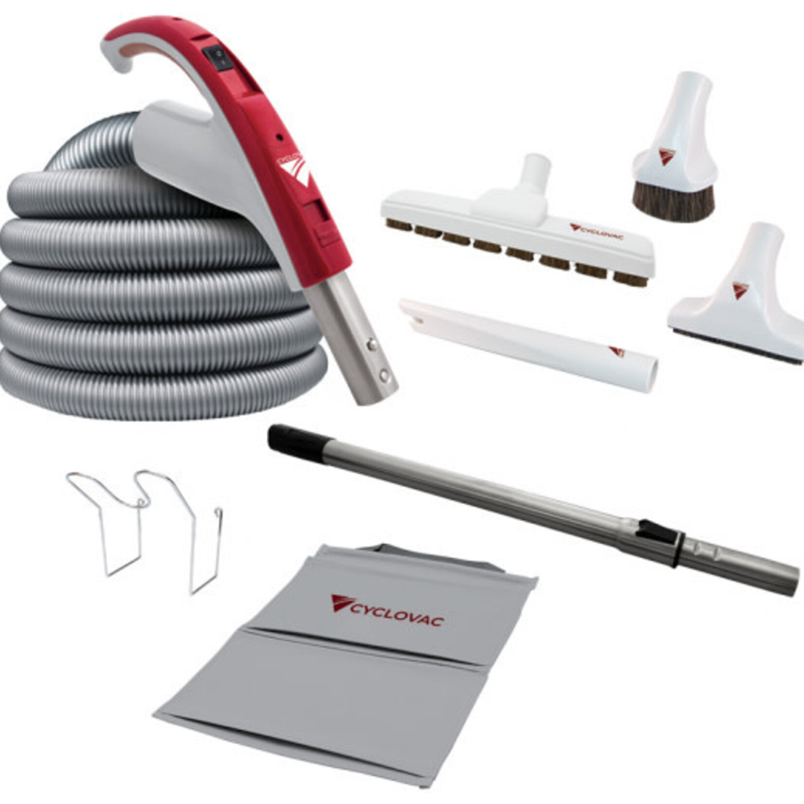 Cyclovac CYOF35XXV Ensemble d'accessoires 24V avec boyau SoftTouch et poignée Exclusive Cyclovac - Brosse Super Luxe 12 po. (30,5cm) Trovac