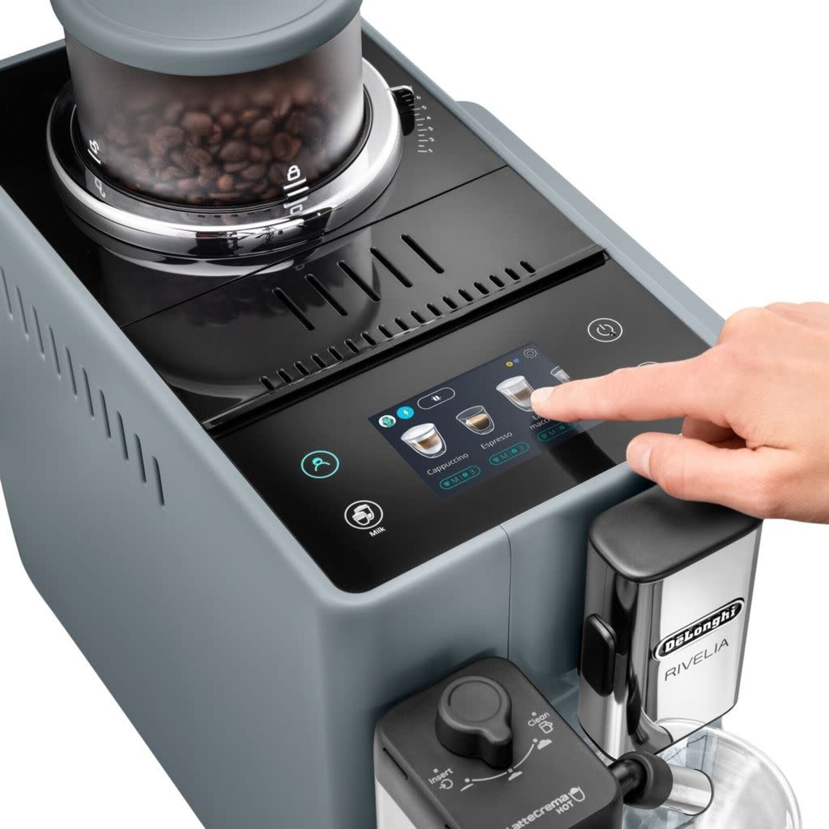 Machine à espresso automatique avec mousseur à lait Rivelia - Gris EXAM44055G