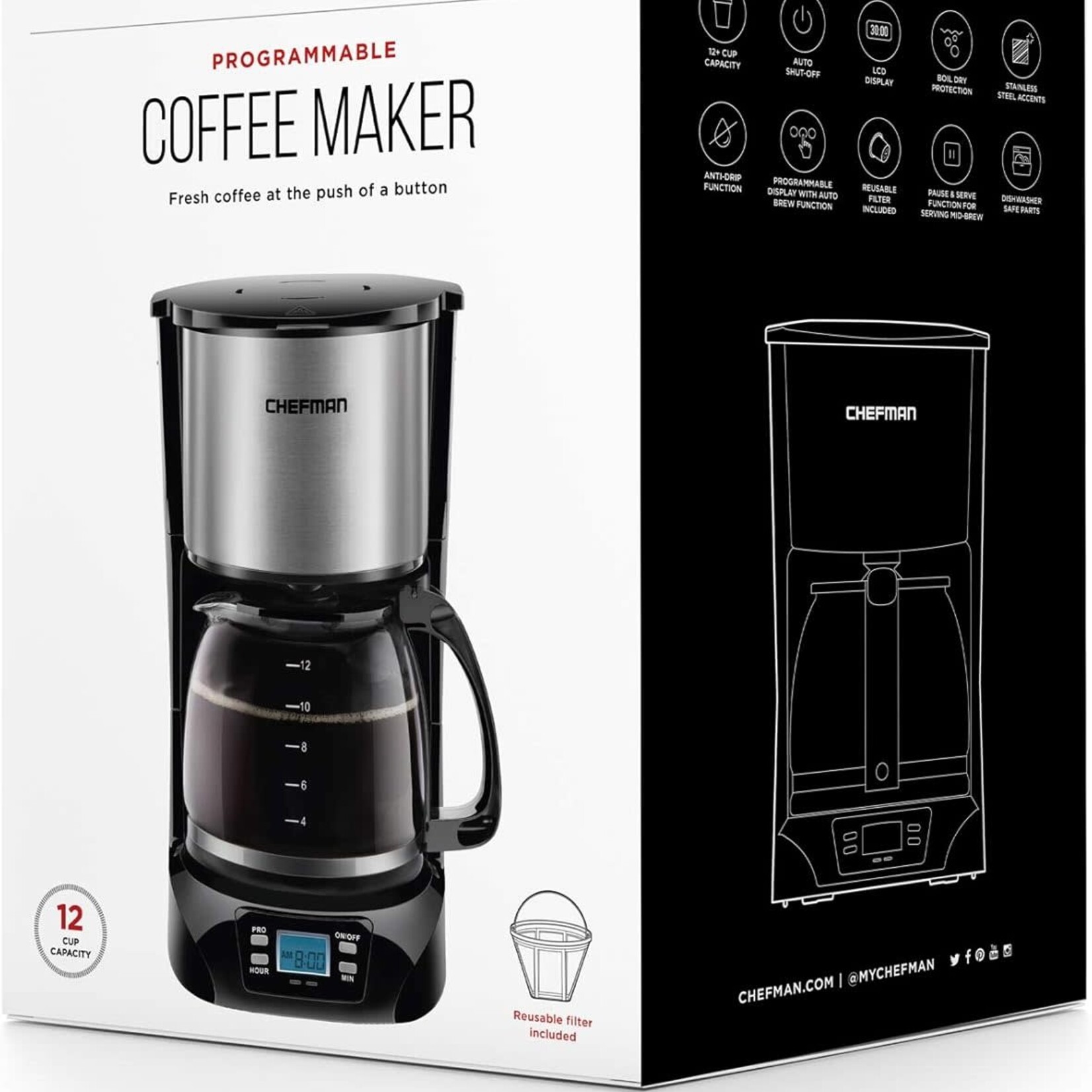 chefman Chefman cafetière programmable 12 tasses RJ14-12-RO