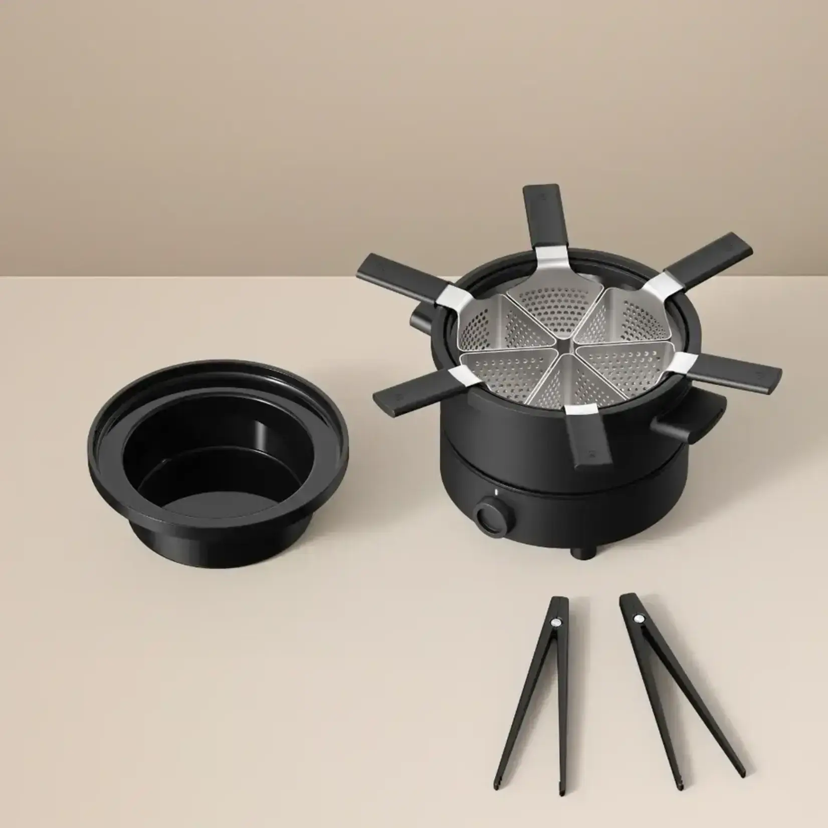 FONDUSSIMO Ensemble à fondue Evolution 6P Mini 3-en-1 FME 1006 (fondue, bol céramique et 3 paires de pinces)