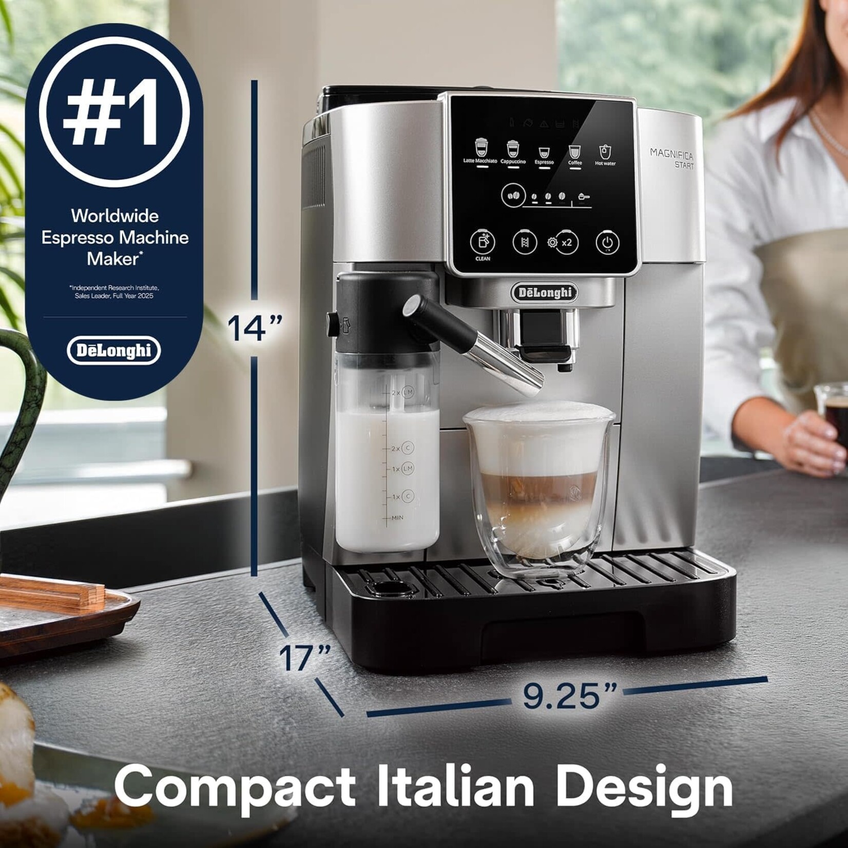 De'Longhi Magnifica Start ECAM22080SB Machine à expresso et à café avec mousseur à lait automatique