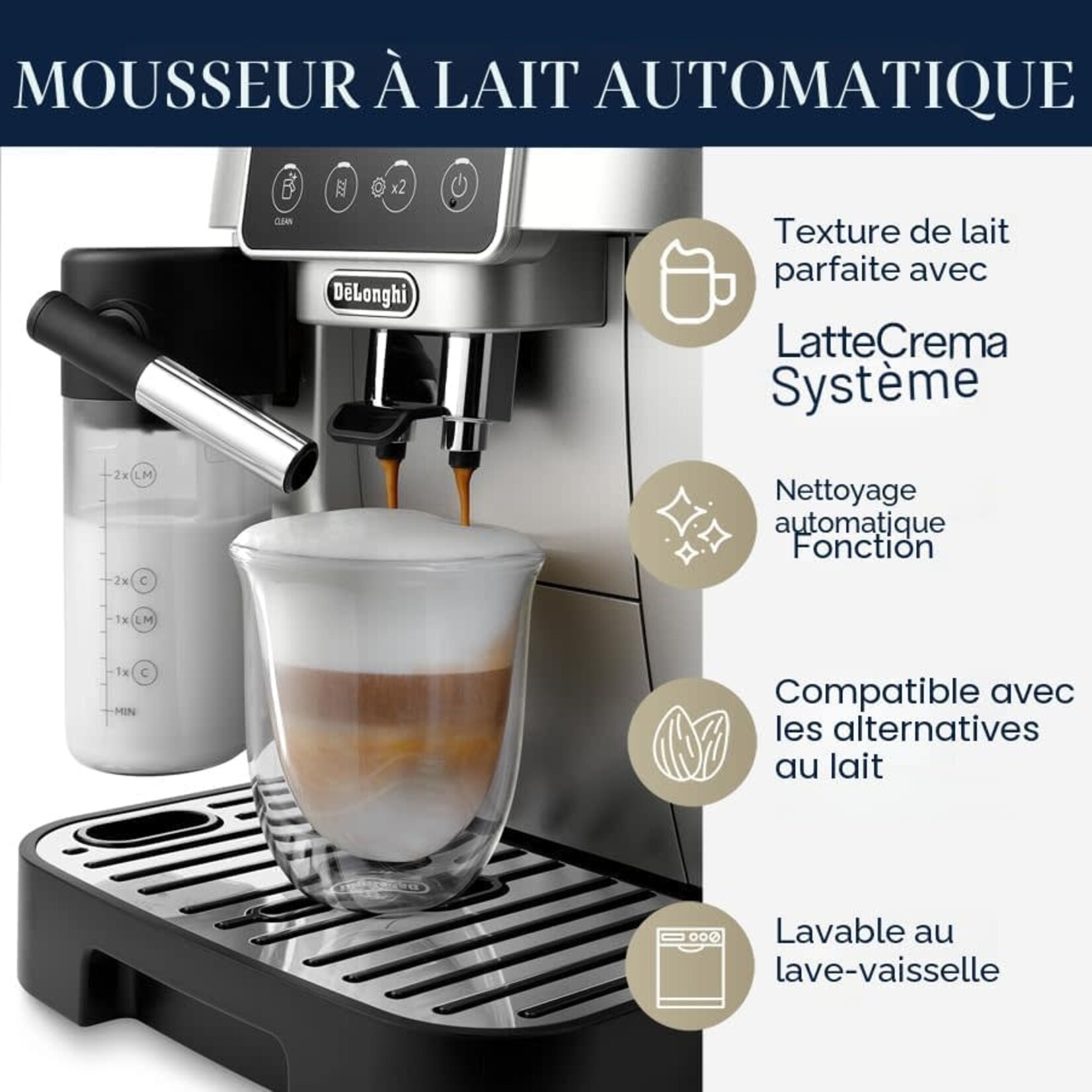 De'Longhi Magnifica Start ECAM22080SB Machine à expresso et à café avec mousseur à lait automatique