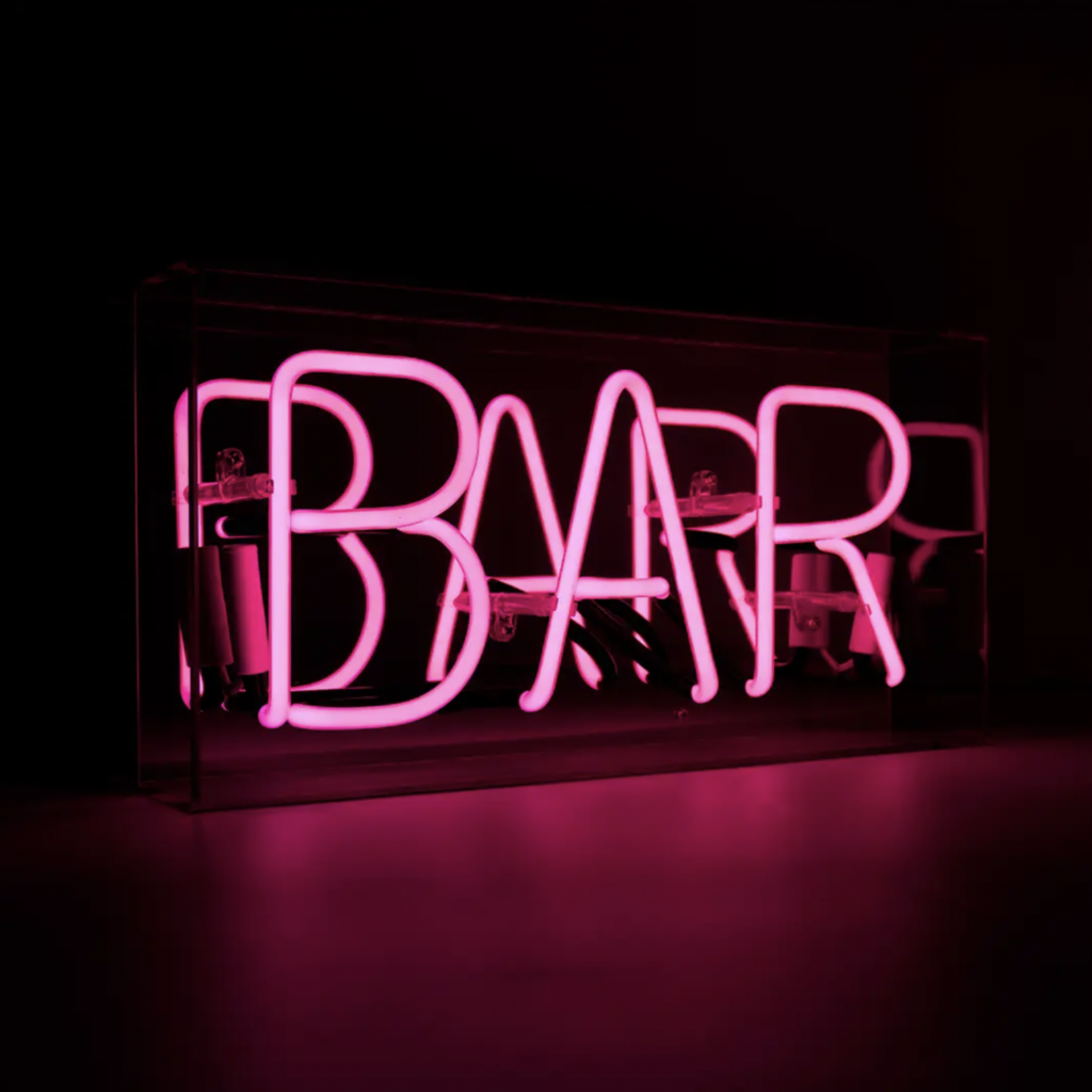 Locomocean Pink Bar Acrylic Box Neon Light