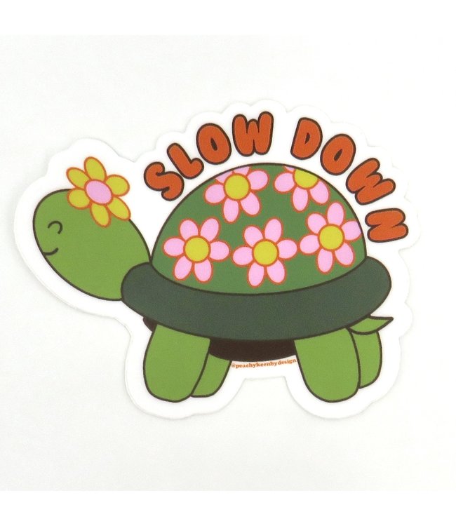 Peachy Keen Slow Down Turtle Sticker