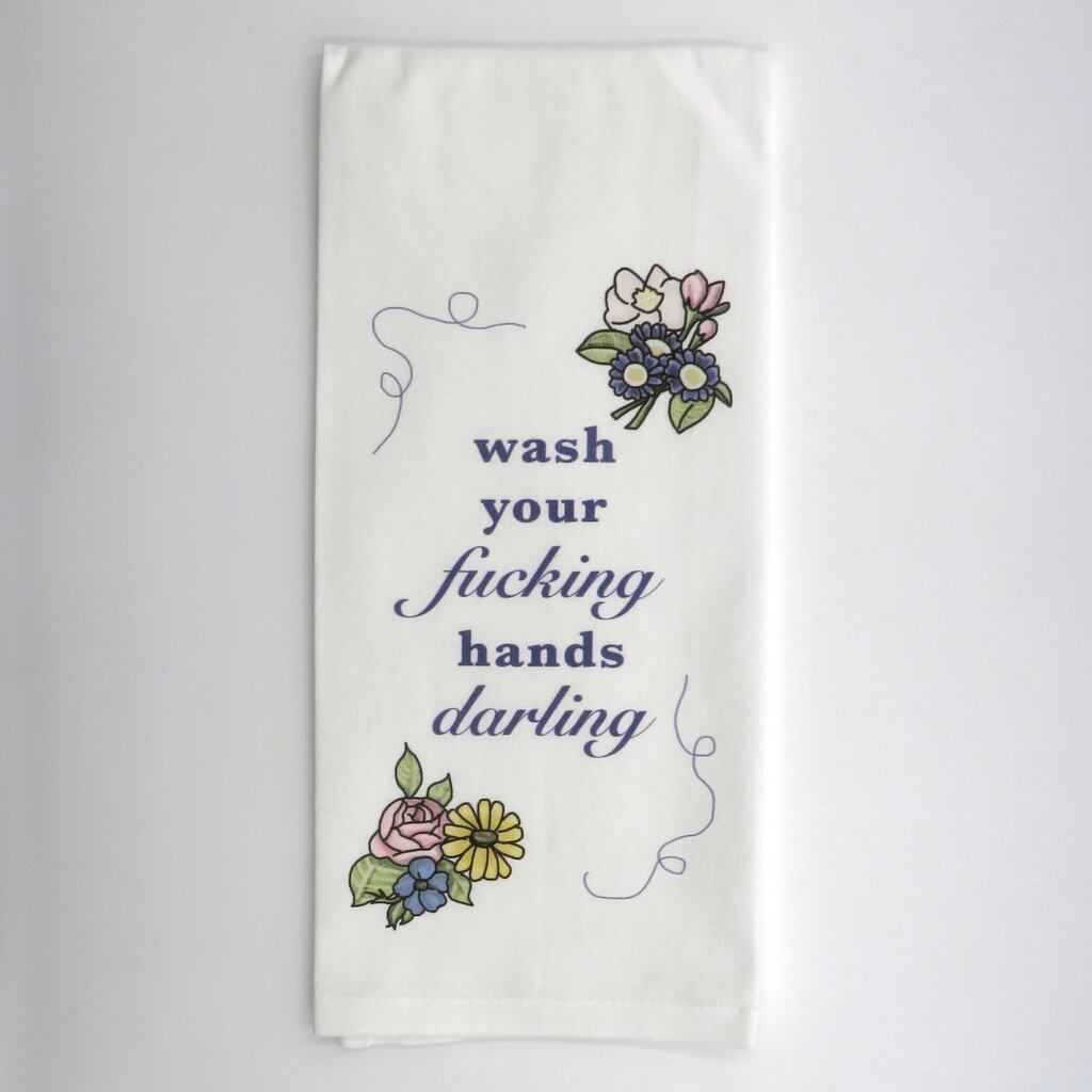 Bad Grandma Wash your fucking hands darling tea towel