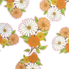 Peachy Keen Retro 60s & 70s Flower Bouquet Sticker