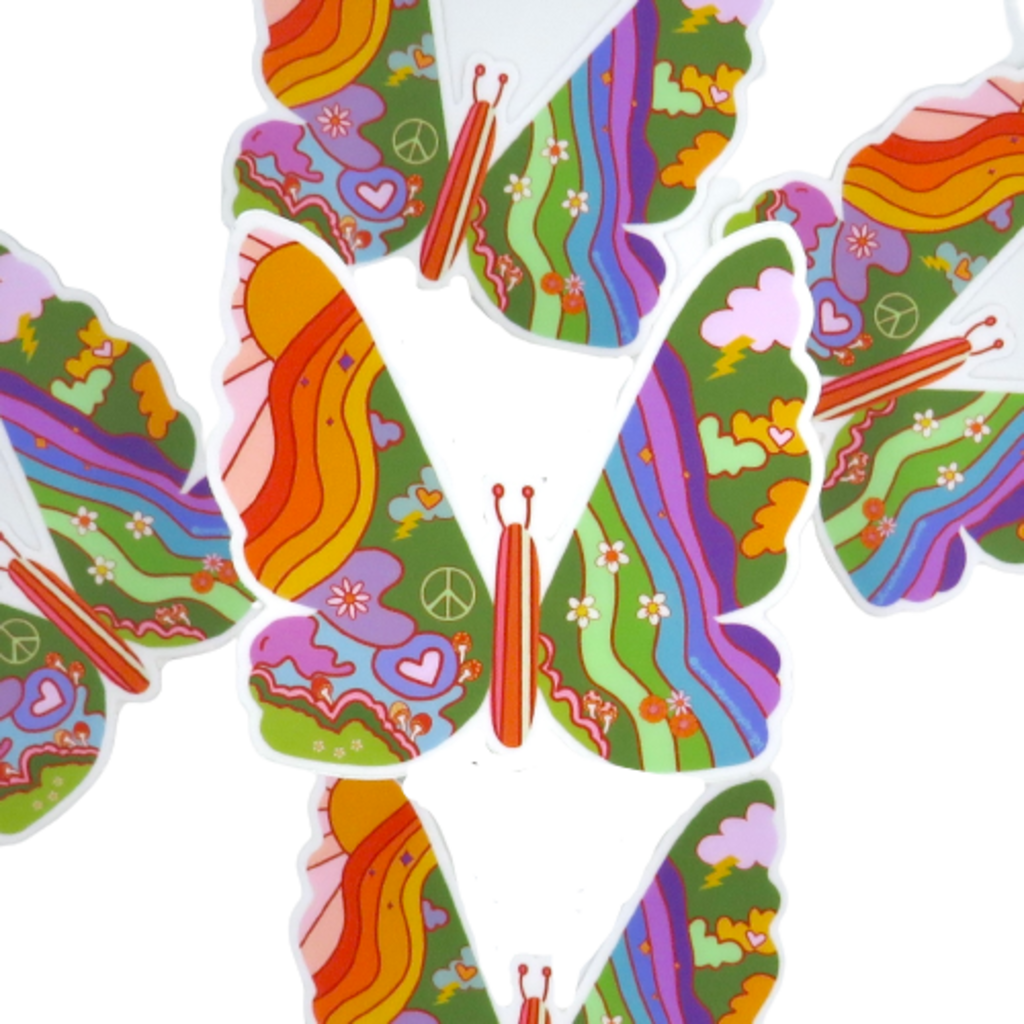 Peachy Keen Psychedelic Butterfly Sticker Large