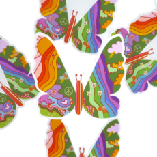 Peachy Keen Psychedelic Butterfly Sticker Large