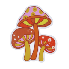 Peachy Keen Red Retro Mushroom Trio Sticker