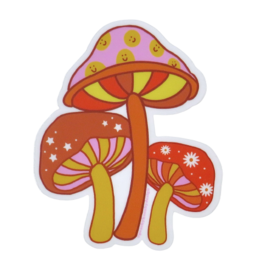 Peachy Keen Red Retro Mushroom Trio Sticker